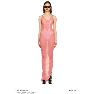 Rick Owens Pink Maxi Dress …Brand New Never Worn …Size 6